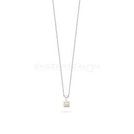   Fehérarany nyaklánc, sárga arany kocka fehér cirkónia köves medállal