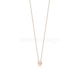   Sárga arany nyaklánc, fehér  cirkónia köves button foglalatú csúszó medállal