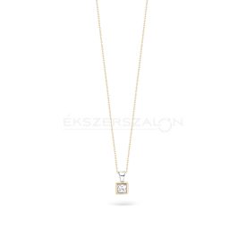 Sárga arany nyaklánc, cirkónia köves kocka medállal