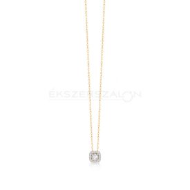   Sárga arany nyaklánc, fehér cirkónia köves kocka  medállal
