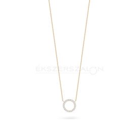   Sárga arany nyaklánc, fehér cirkónia kövekkel kirakott karika medállal