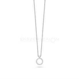   Fehérarany nyaklánc, fehér cirkon köves, csúszós karika medállal