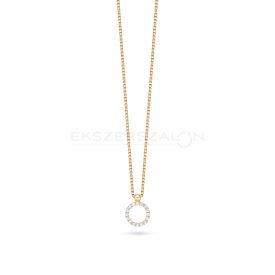   Sárga arany nyaklánc, fehér cirkónia köves kör alakú csúszó medállal.