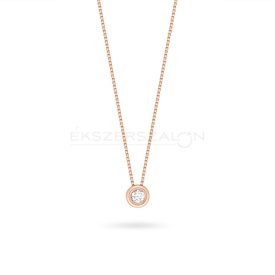   Rose gold arany nyaklánc fehér cirkónia köves, buton foglalatú csúszó medállal