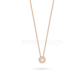   Rose gold arany nyaklánc, cirkónia köves, buton foglalatú csúszó medállal