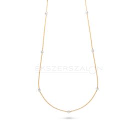   Sárga arany nyaklánc hét db gyémánt  csiszolt fehérarany gömbbel