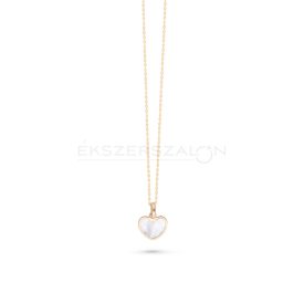 Sárga arany nyaklánc gyöngyház betétes szív medállal