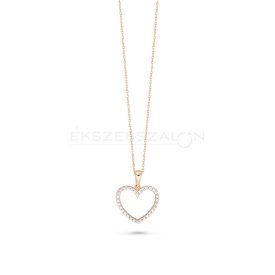   Sárga arany nyaklánc fehér cirkónia kövekkel kirakott szív medállal