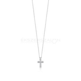   Fehérarany nyaklánc, fehér cirkónia köves kereszt medállal