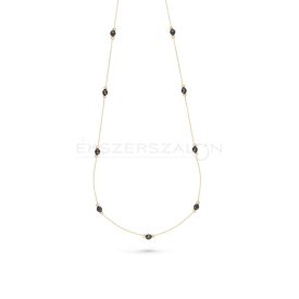   Sárga arany nyaklánc körbe gyémánt csiszolt bogyókkal, fekete onyx  kövekkel