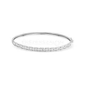 Fehérarany merev karkötő, fehér cirkónia kövekkel