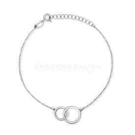   Fehérarany karkötő közepén két egymásba fonódó karikával