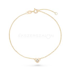   Sárga arany karkötő szív díszítéssel közepén fehér cirkónia kővel