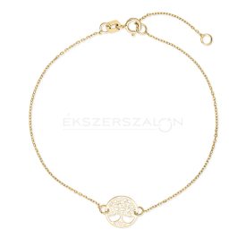 Sárga arany karkötő közepén életfa  medállal