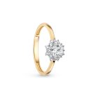 Sárga arany eljegyzési gyűrű virág formájú fehér cirkónia kövekkel