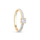 Négy karmos fehér cirkónia köves sárga arany eljegyzési gyűrű