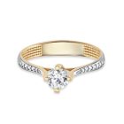 Sárga arany eljegyzési gyűrű fehér cirkónia kővel, négy karmos foglalattal