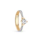 Sárga arany eljegyzési gyűrű fehér cirkónia kővel, négy karmos foglalattal