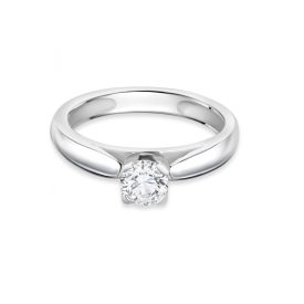   Fehérarany eljegyzési gyűrű középen egy fehér cirkónia kővel