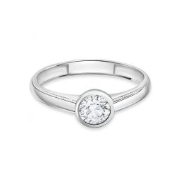  Fehérarany eljegyzési gyűrű button  foglalatú fehér cirkónia kővel