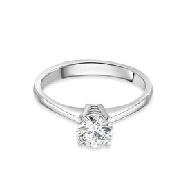   Fehérarany eljegyzési gyűrű egy cirkónia kővel négy karmos foglalattal