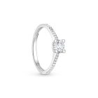 Fehérarany eljegyzési gyűrű négy karmos fehér cirkónia kővel,  két szélén apró fehér cirkónia kövekkel