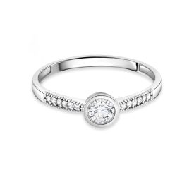   Fehérarany eljegyzési gyűrű button  foglalatú fehér cirkónia kővel