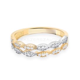   Sárga arany, fehérarany gyűrű, fehér cirkónia kövekkel
