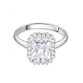   Fehérarany eljegyzési gyűrű középen egy nagy fehér cirkónia kocka kővel
