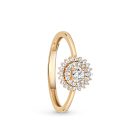 Sárga arany eljegyzési gyűrű virág formájú  fehér cirkónia kövekkel