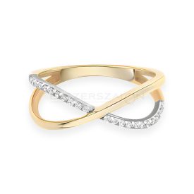   Sárga arany,  fehérarany gyűrű, fehér cirkónia kövekkel