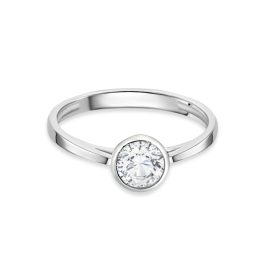   Fehérarany eljegyzési gyűrű button foglalatú fehér cirkónia kővel