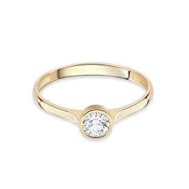   Sárga arany eljegyzési gyűrű button  foglalatú fehér cirkónia kővel