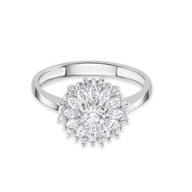   Fehérarany eljegyzési gyűrű virág formájú fehér cirkónia kövekkel