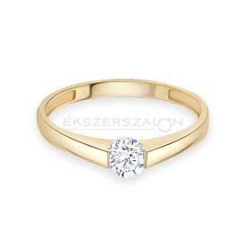   Sárga arany egy köves eljegyzési gyűrű, fehér cirkóniával