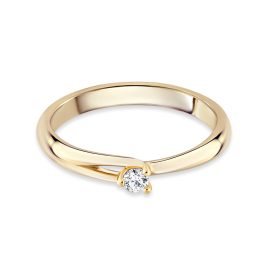  Sárga arany eljegyzési gyűrű, egy fehér cirkónia kővel