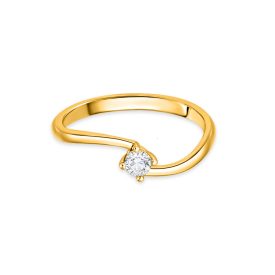   Sárga arany eljegyzési gyűrű négy karmos fehér cirkónia kővel