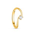 Sárga arany eljegyzési gyűrű négy karmos fehér cirkónia kővel