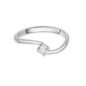   Fehérarany eljegyzési gyűrű négykarmos  fehér cirkónia kővel