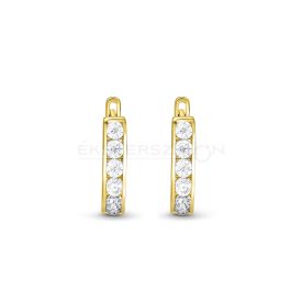   Sárga arany baba és gyermek fülbevaló egy sor fehér cirkónia kövekkel 