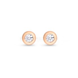   Rose  gold arany fülbevaló fehér cirkónia kővel button foglalattal