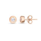Rose  gold arany fülbevaló fehér cirkónia kővel button foglalattal