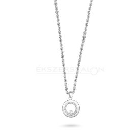   Fehérarany Wales nyaklánc, fehér cirkon köves karika medállal
