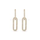 Sárga arany lógós  fülbevaló, fehér cirkónia kövekkel