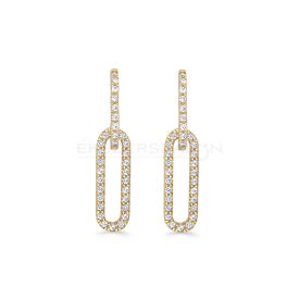   Sárga arany lógós  fülbevaló, fehér cirkónia kövekkel