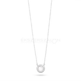   Ródiumozott 925 ezüst nyaklánc, gyöngyház betétes kerek medállal