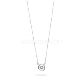   Ródiumozott 925 ezüst nyaklánc, fehér kerek gyöngyházbetétes  medállal
