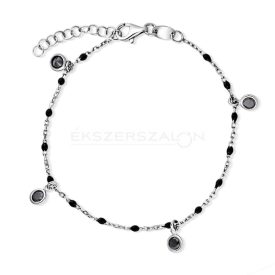   Ródiumozott 925 ezüst karkötő, fekete cirkónia kövekkel