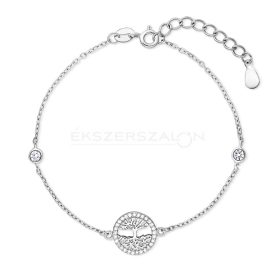   Ródiumozott 925 ezüst karkötő életfával, fehér cirkónia kövekkel