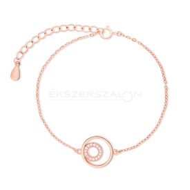   14 K rose gold arannyal bevont 925 ezüst karkötő fehér cirkónia kövekkel